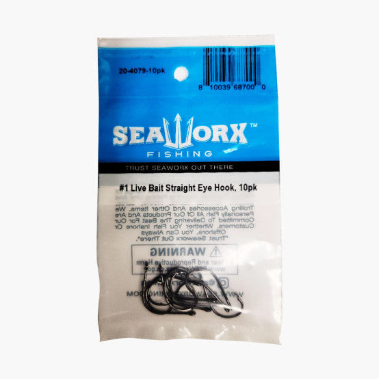 Seaworx Live Bait Straight Eye Hook - 10 Pac